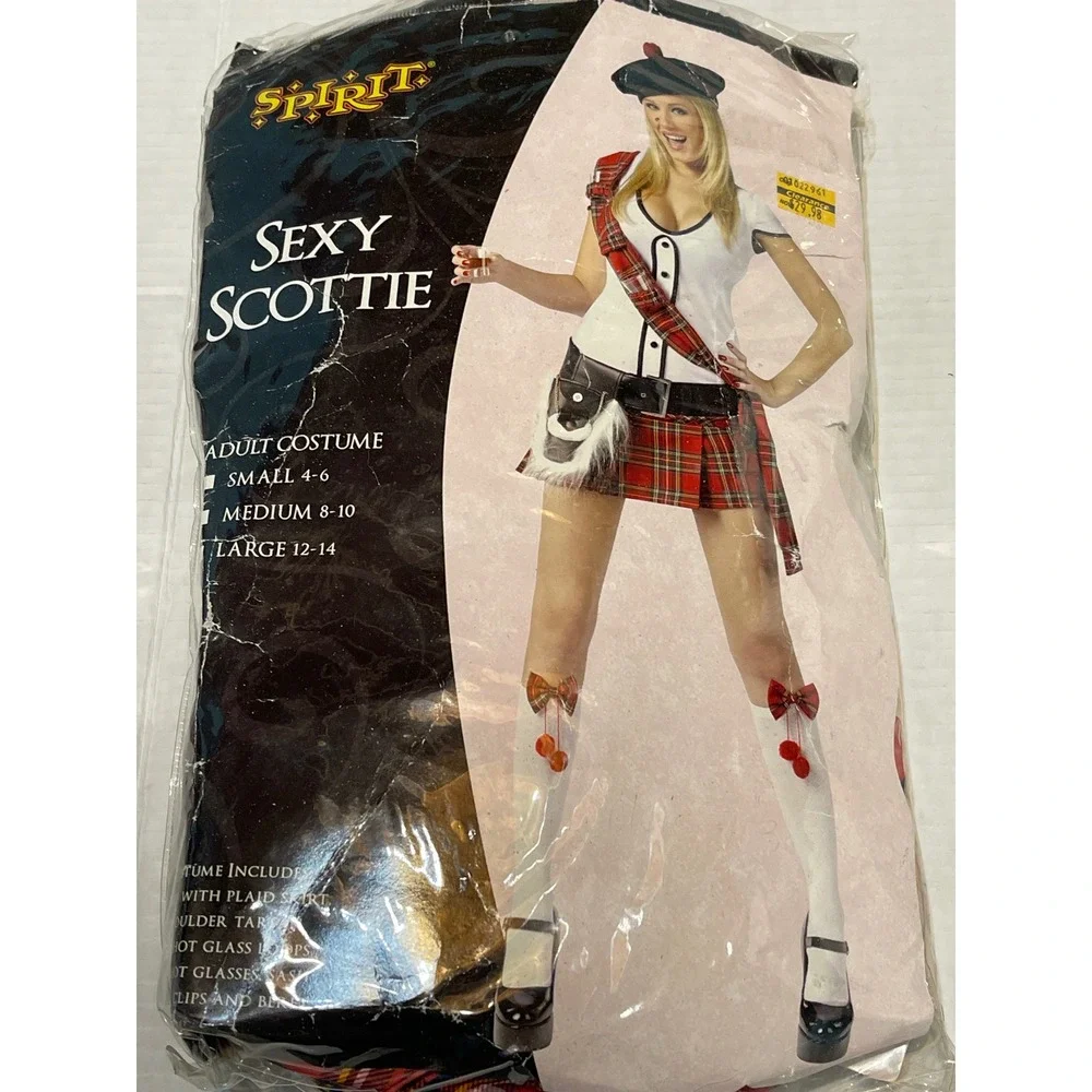 Spirit Sexy Scottie Costume Women Large Red Plaid Polyester Scottish Halloween - Picture 1 of 9